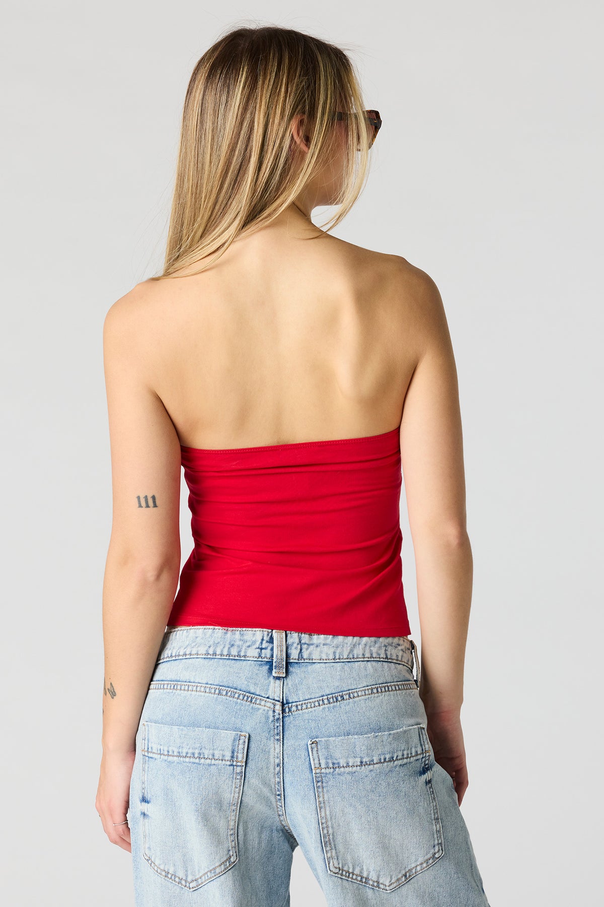 Alt View 2. Spain Rhinestone Tube Top - Dark Red