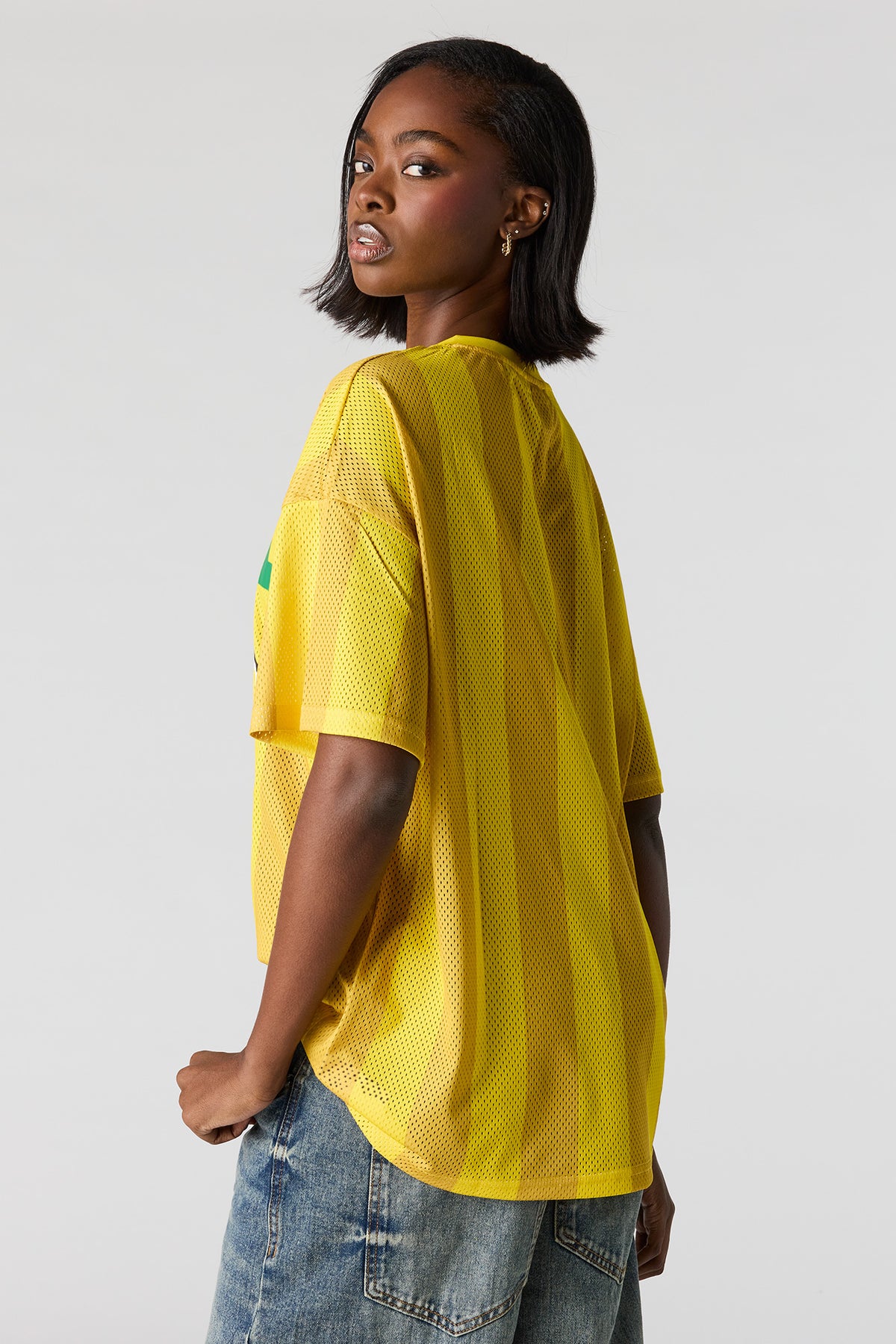 Alt View 2. Brazil Graphic Mesh Soccer Jersey - Yellow