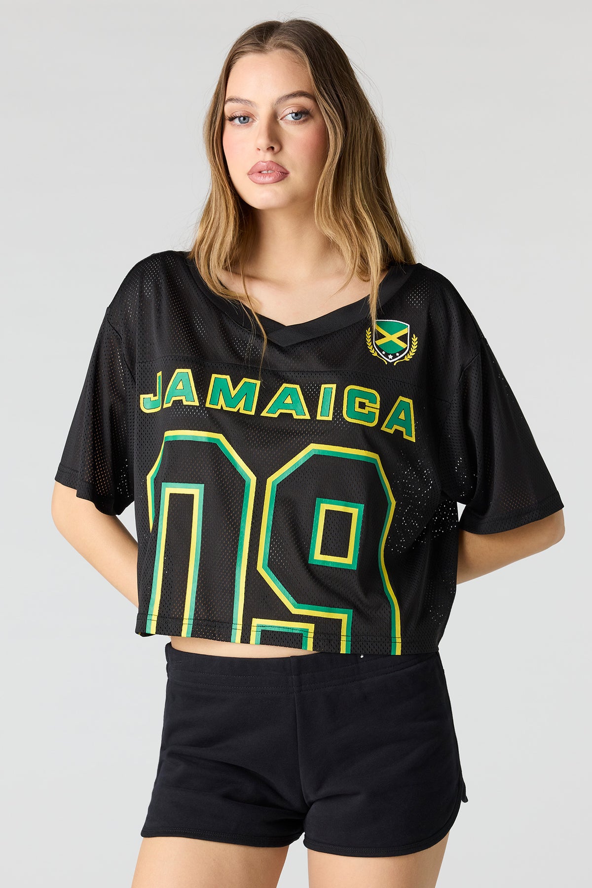 Jamaica Mesh Cropped Soccer Jersey - Jade