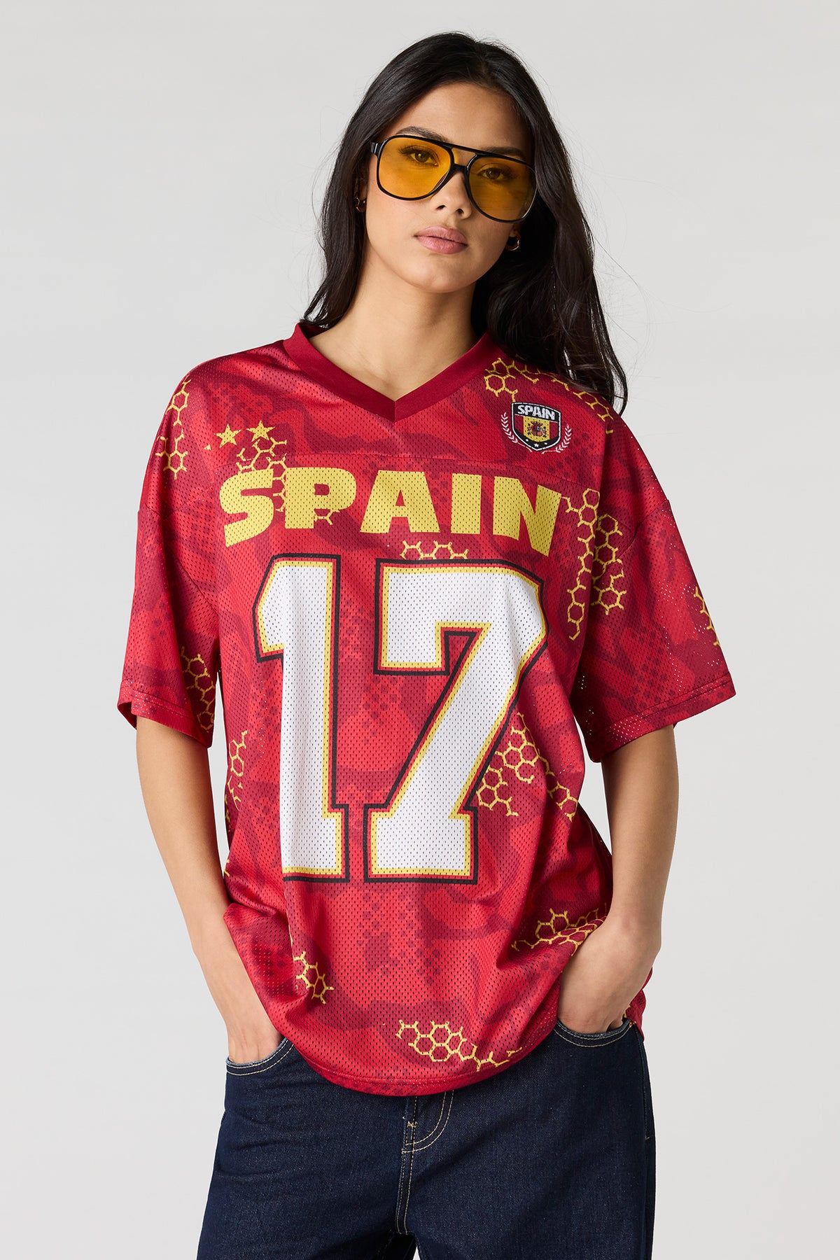 Vue alternative 4. Jersey de soccer en filet à imprimé Espagne