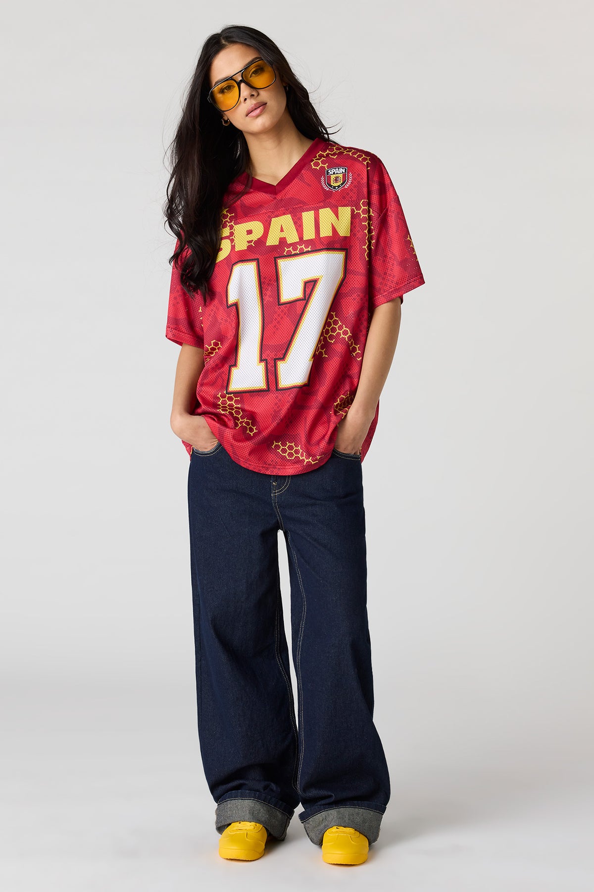 Vue alternative 3. Jersey de soccer en filet à imprimé Espagne