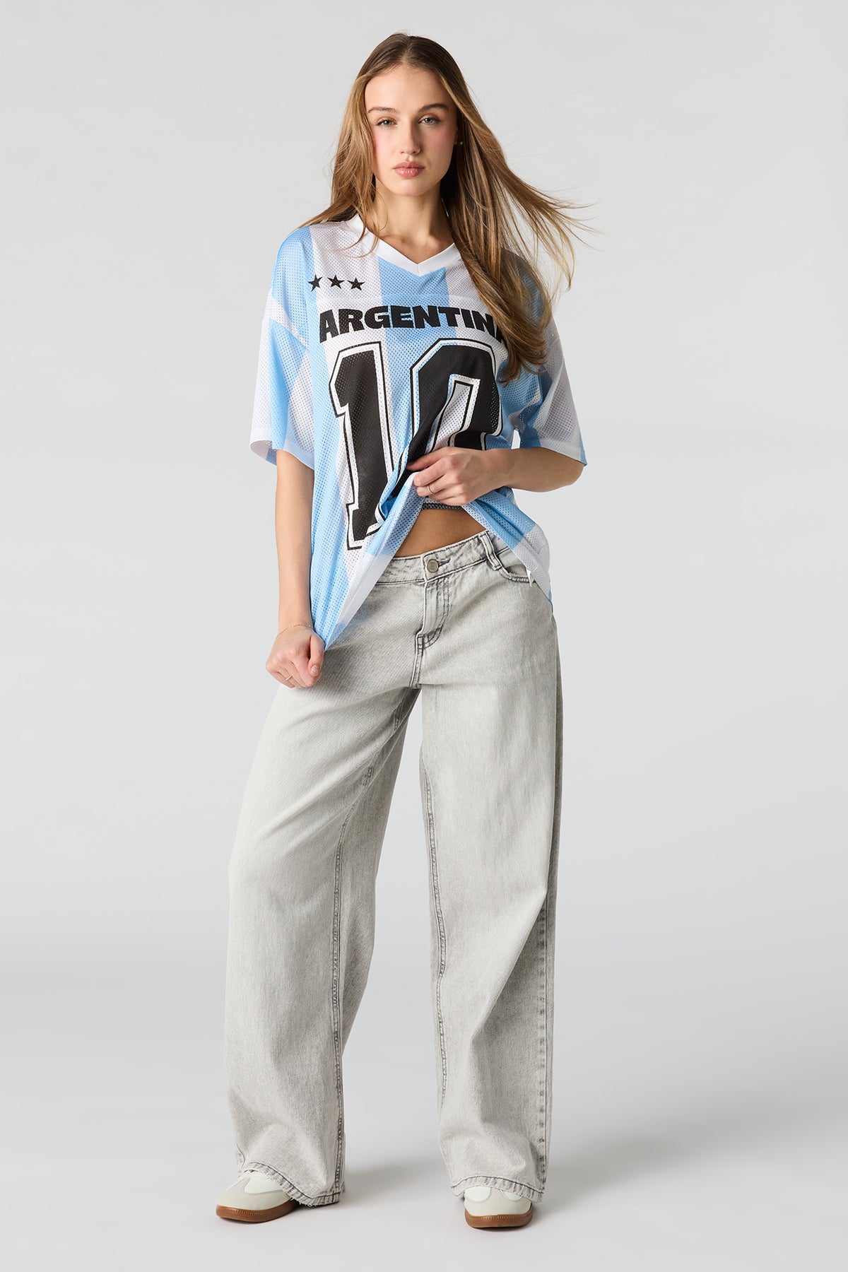 Vue alternative 3. Jersey de soccer en filet à imprimé Argentine