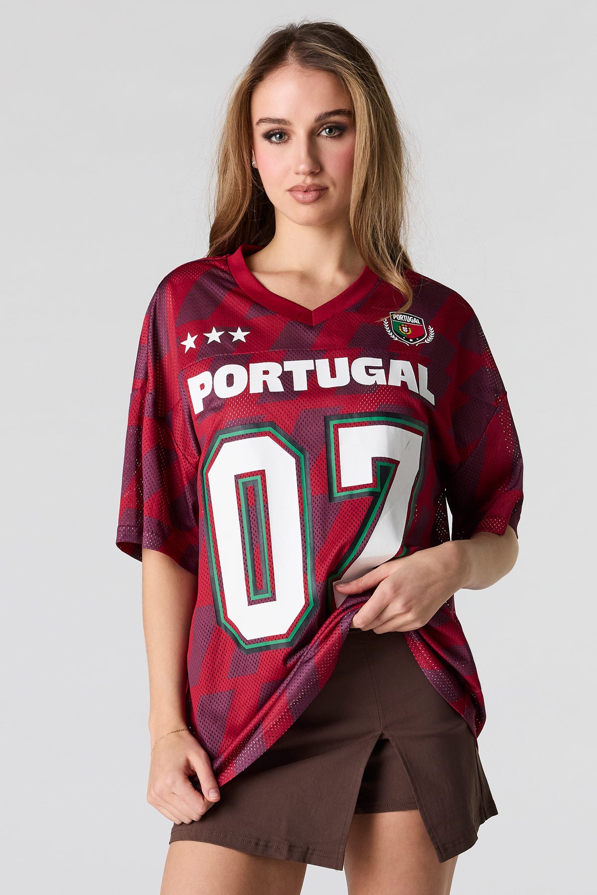 Vue alternative 2. Jersey de soccer en filet à imprimé Portugal