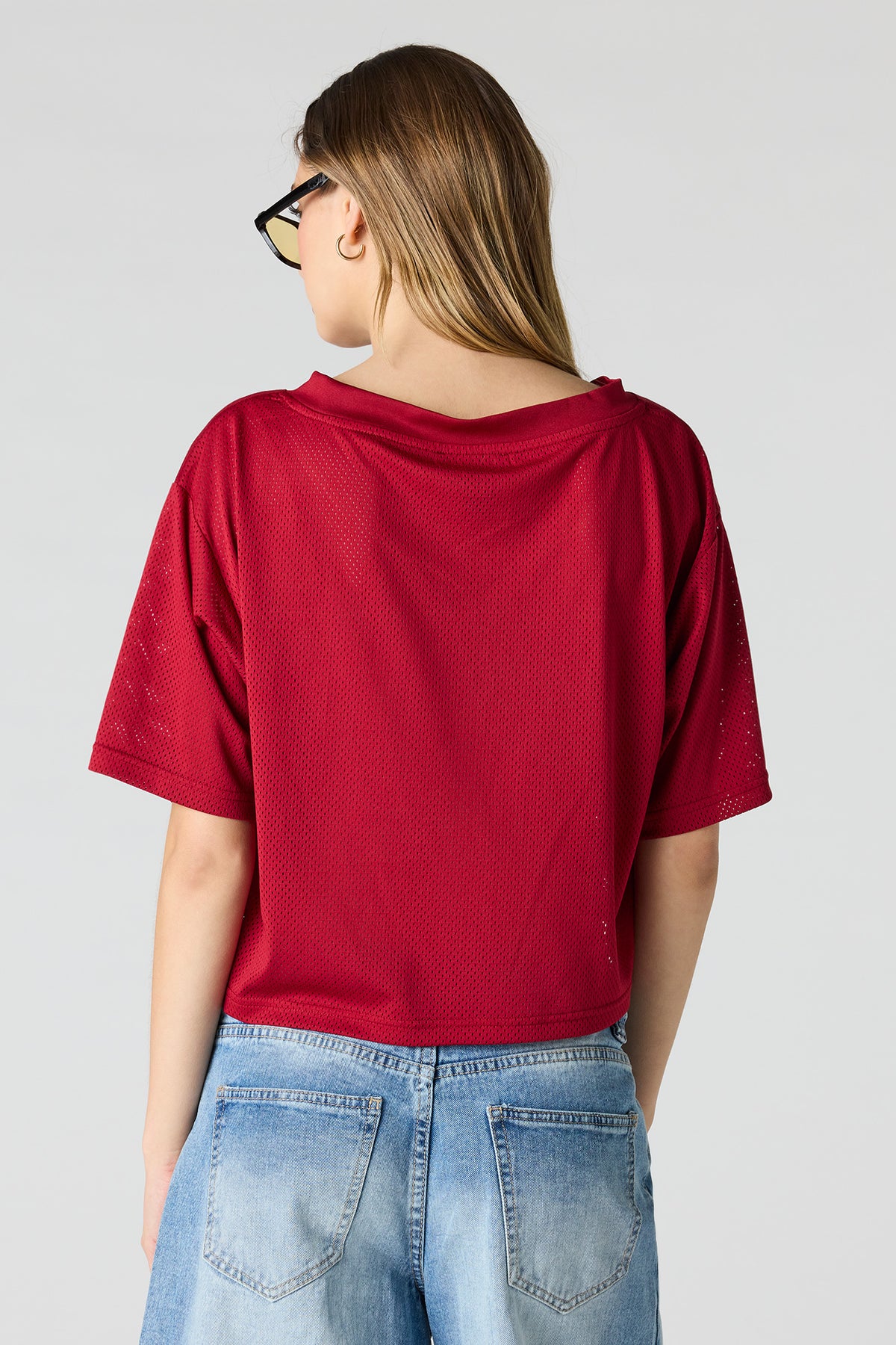 Alt View 2. Portugal Mesh Cropped Soccer Jersey - Red