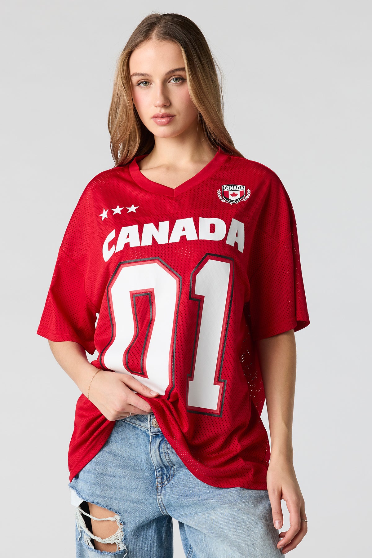 Jersey de soccer en filet à imprimé Canada