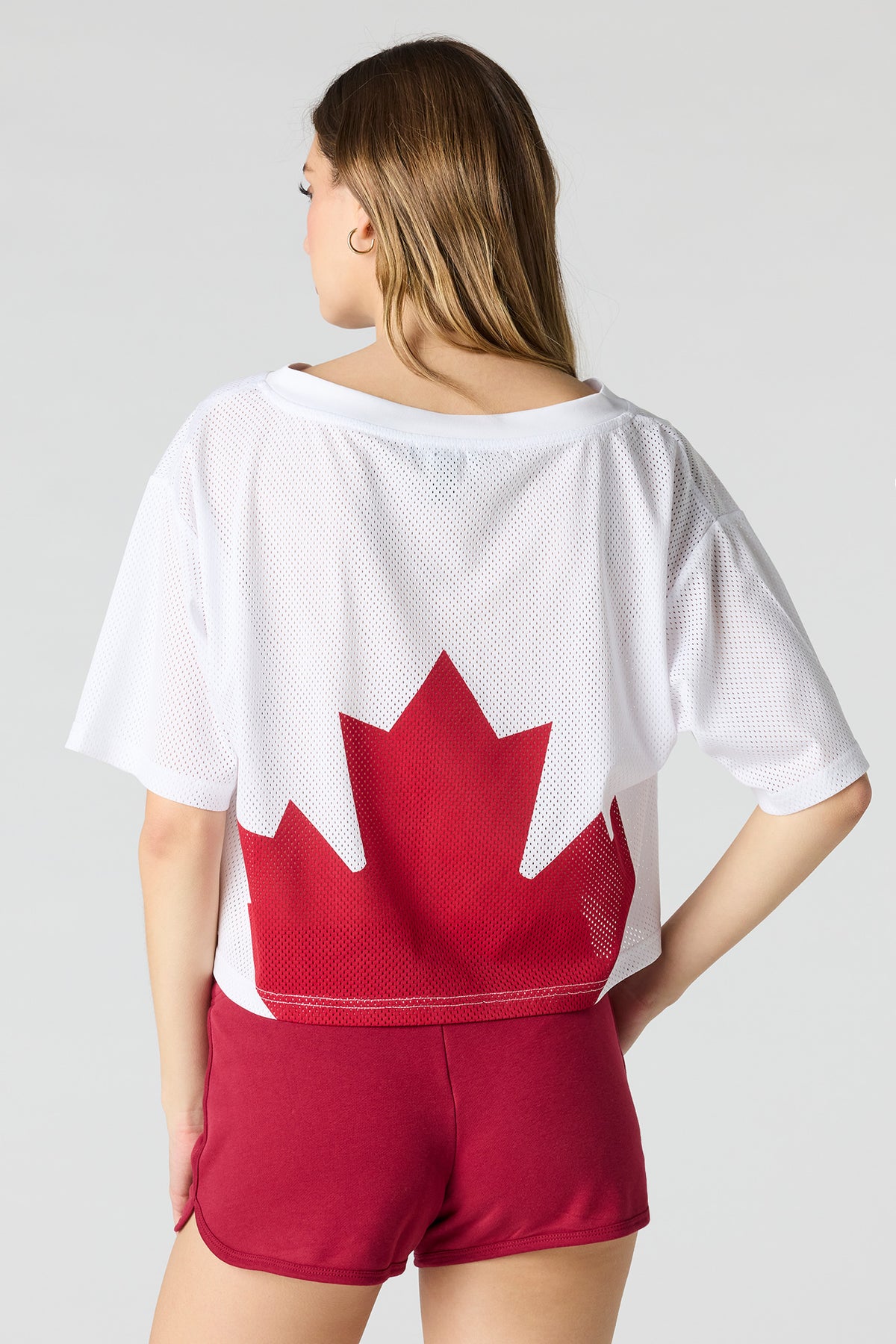Alt View 2. Canada Mesh Cropped Soccer Jersey - White