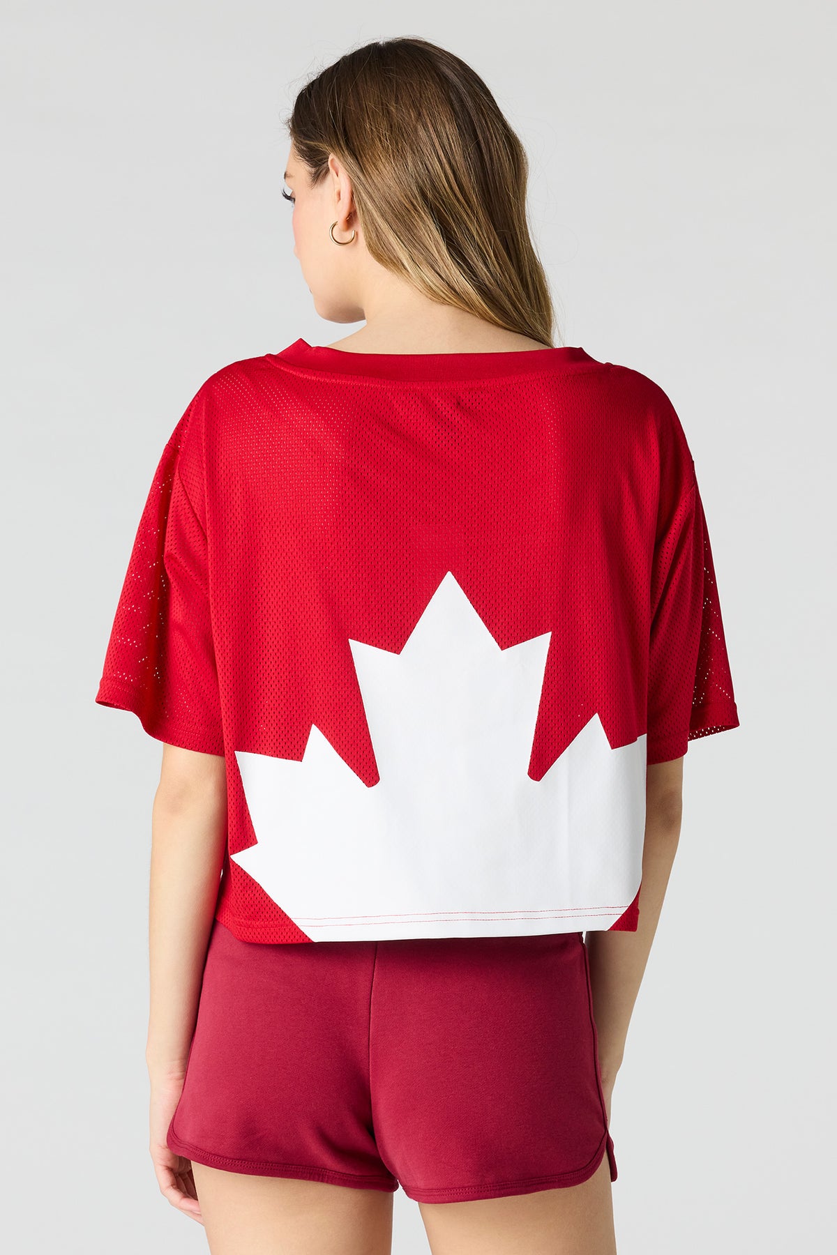 Vue alternative 2. Jersey de soccer à imprimé Canada écourté en filet écourté