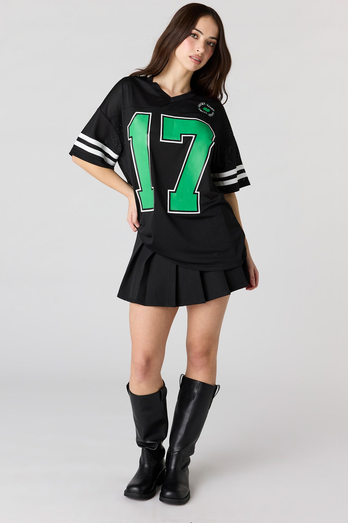 Alt View 3. St. Patrick's Day Graphic Mesh Jersey - Black