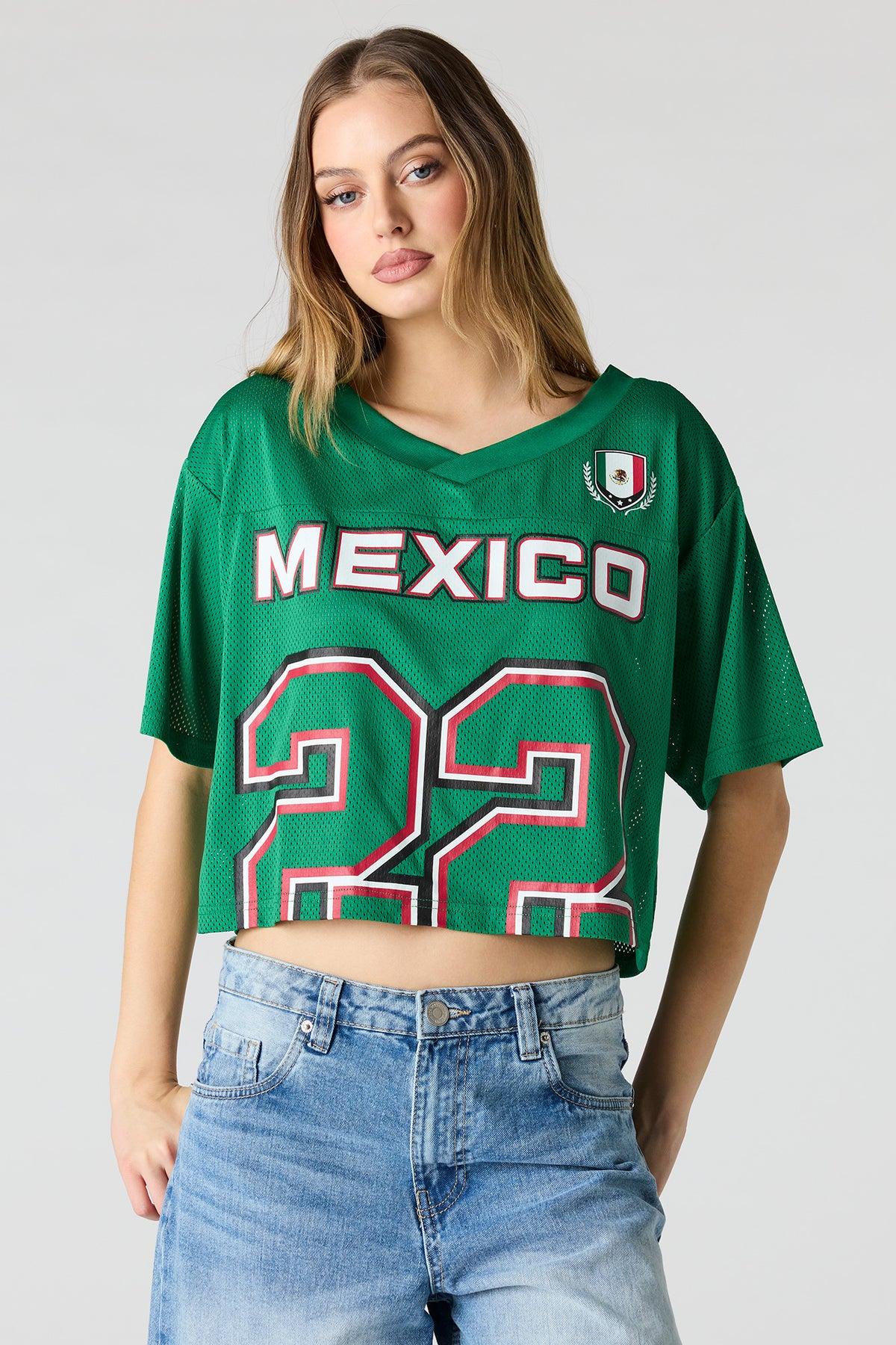 Alt View 4. Mexico Mesh Cropped Soccer Jersey - Green