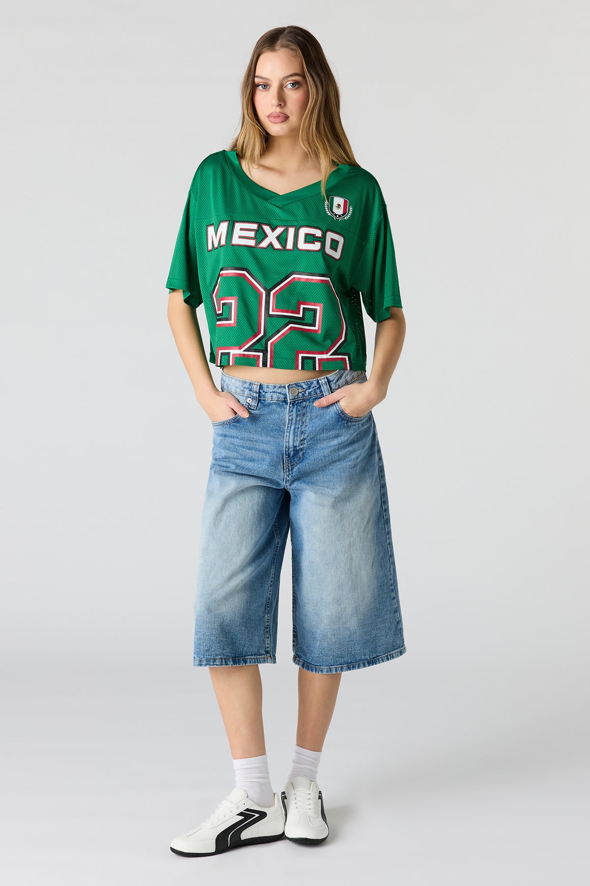 Alt View 3. Mexico Mesh Cropped Soccer Jersey - Green