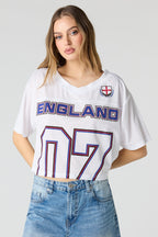 Jersey de soccer à imprimé England écourté en filet écourté