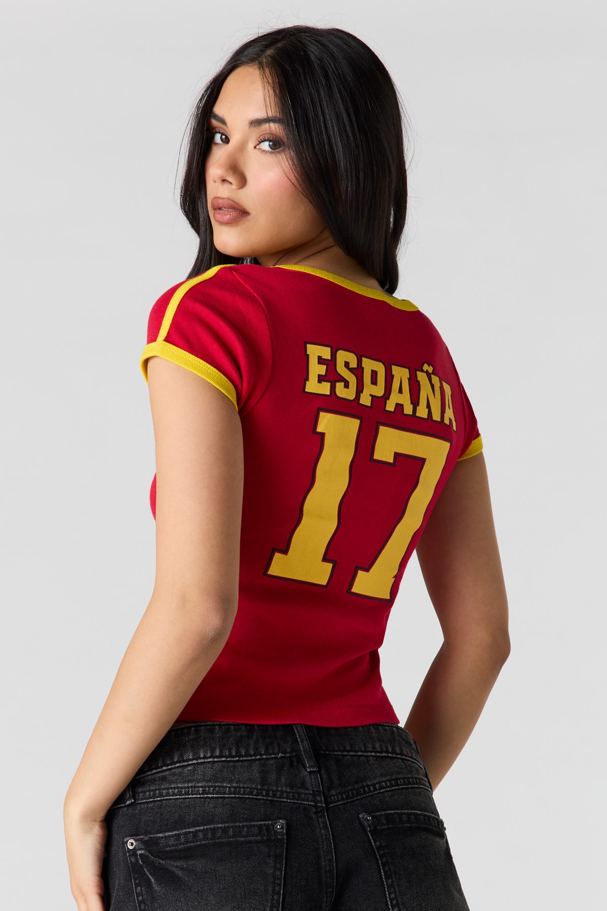 Alt View 2. Spain Graphic Jersey T-Shirt - Dark Red