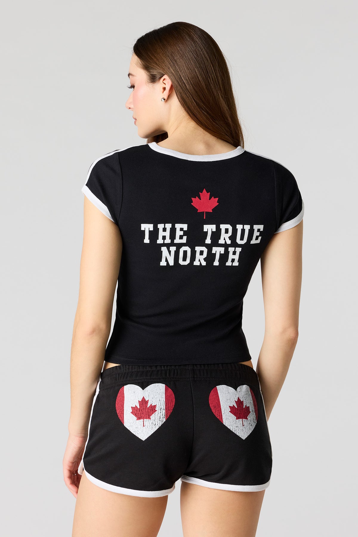 Canada Graphic Fleece Dolphin Short - Black with White