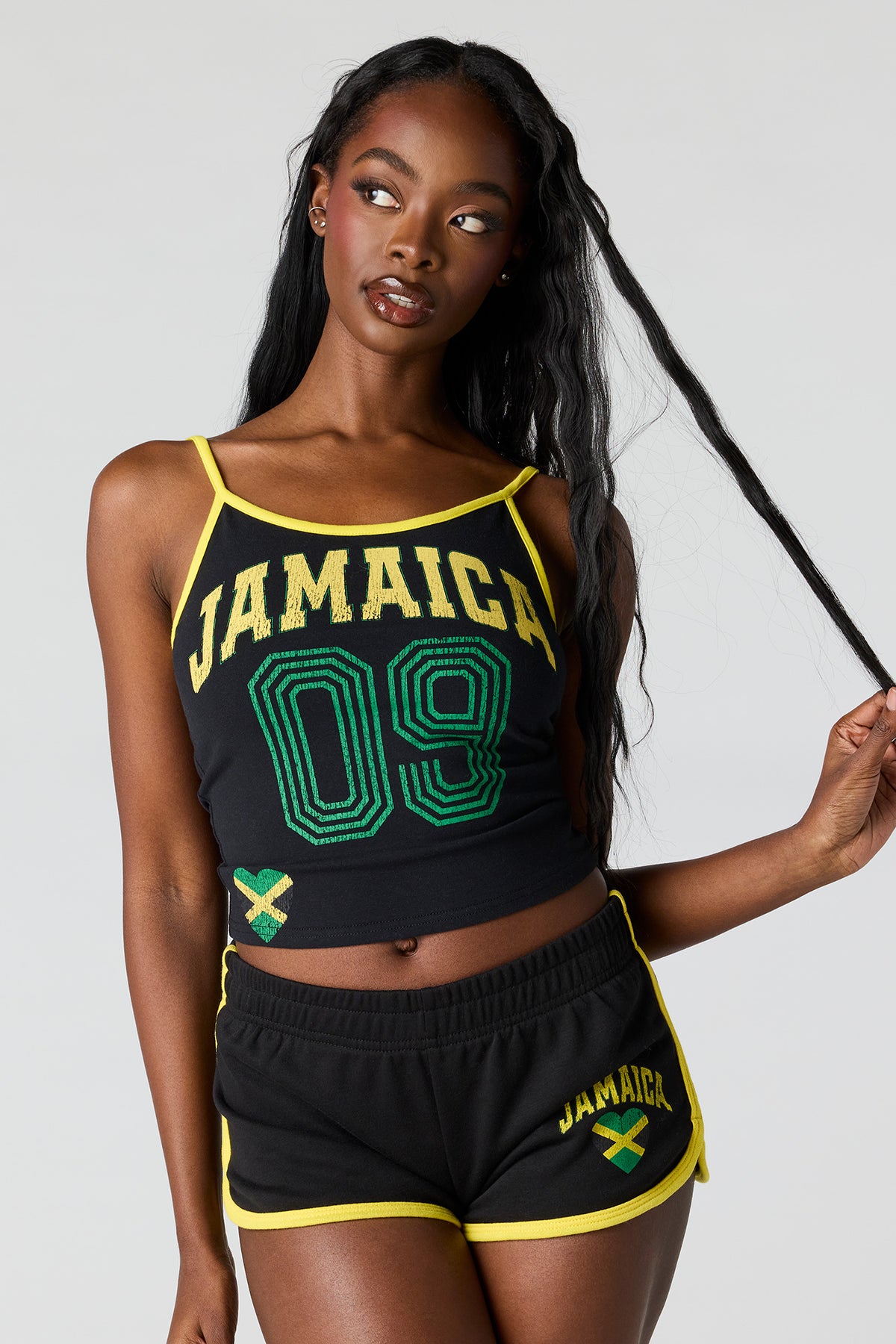 Alt View 2. Jamaica Graphic Fleece Dolphin Short - Jade