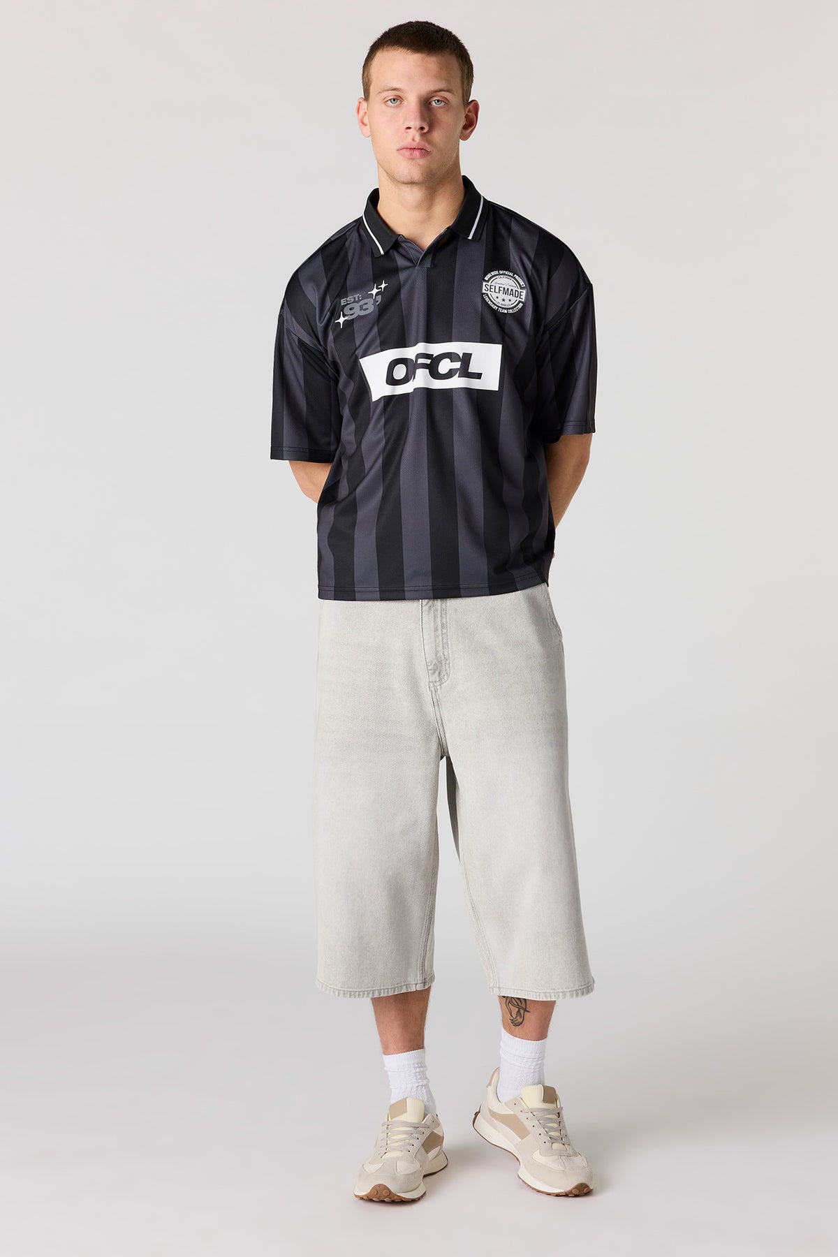 Vue alternative 3. Polo de soccer en filet imprimé