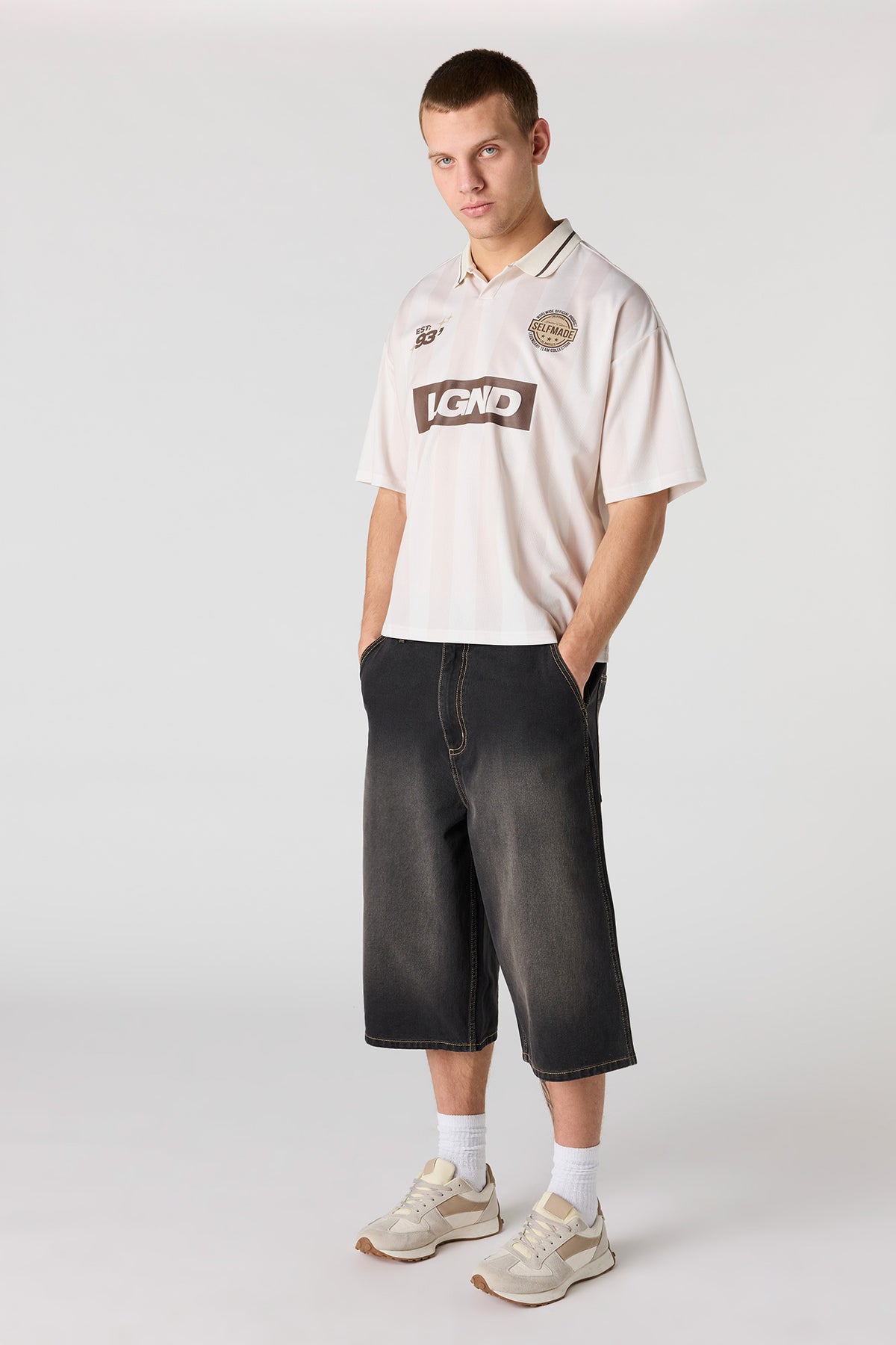 Vue alternative 3. Polo de soccer en filet imprimé