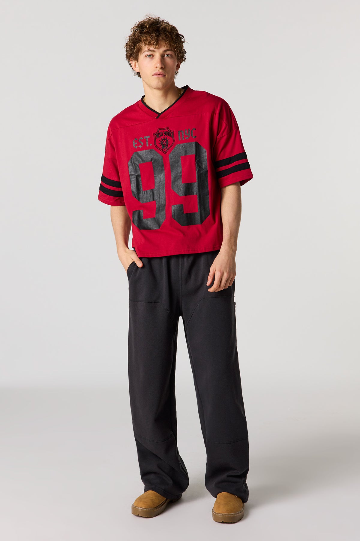 Alt View 18. Premium Heavyweight Cotton Graphic Jersey - Red