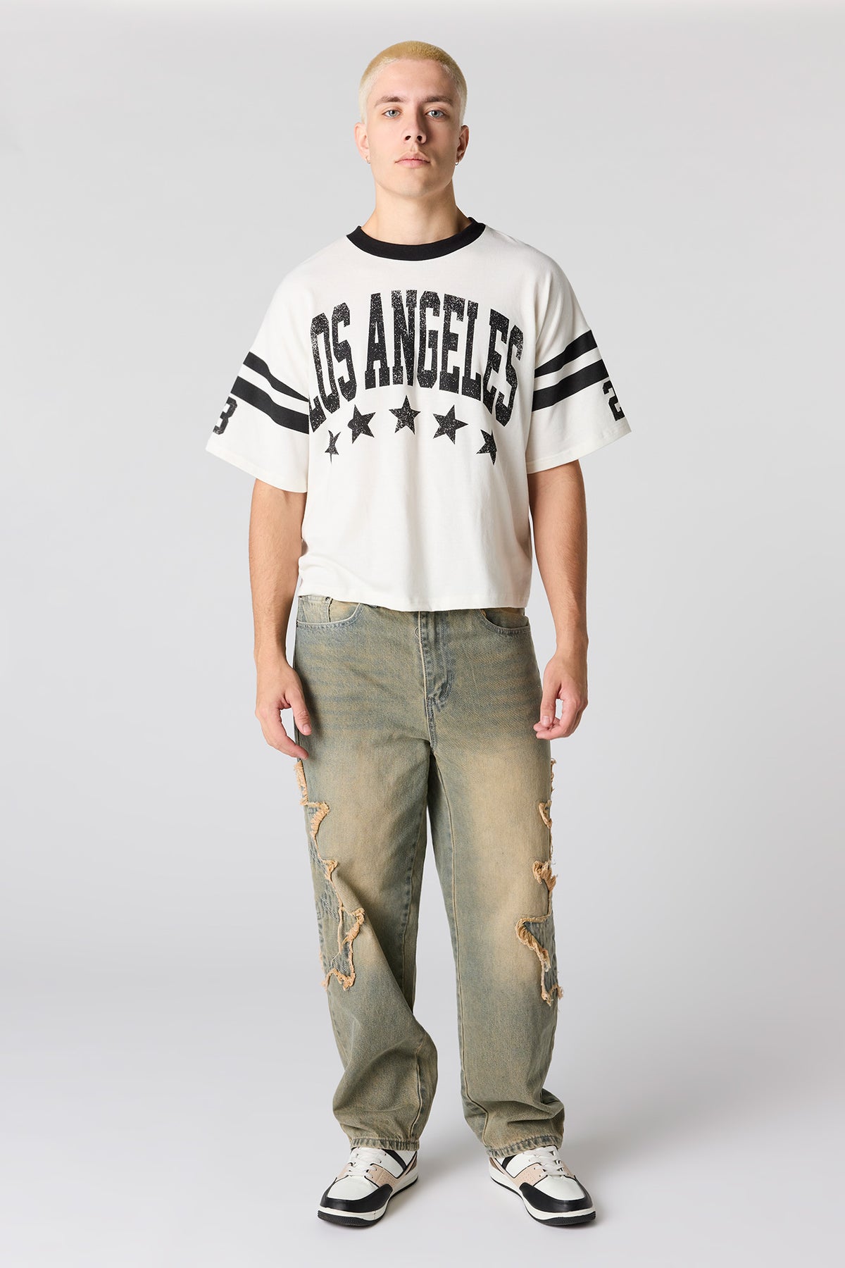 Alt View 3. Premium Heavyweight Cotton Boxy Football T-Shirt - White