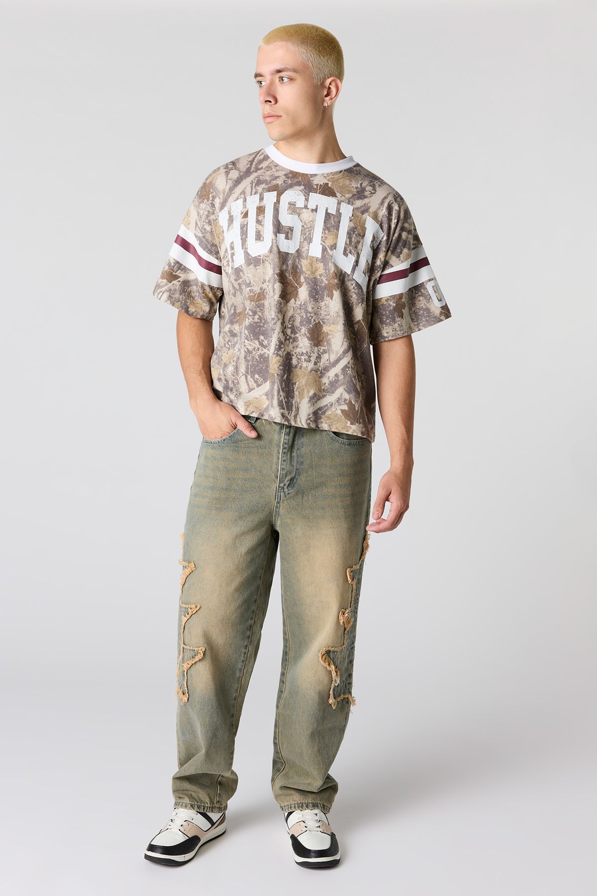 Alt View 3. Premium Heavyweight Cotton Boxy Football T-Shirt - Camouflage