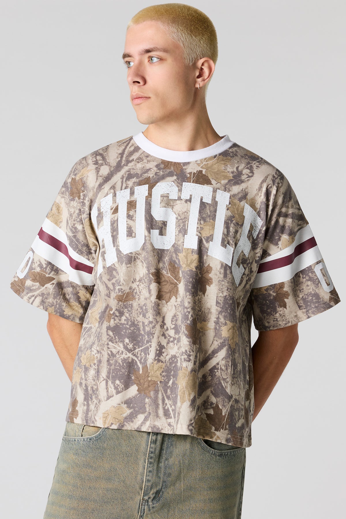 Alt View 2. Premium Heavyweight Cotton Boxy Football T-Shirt - Camouflage