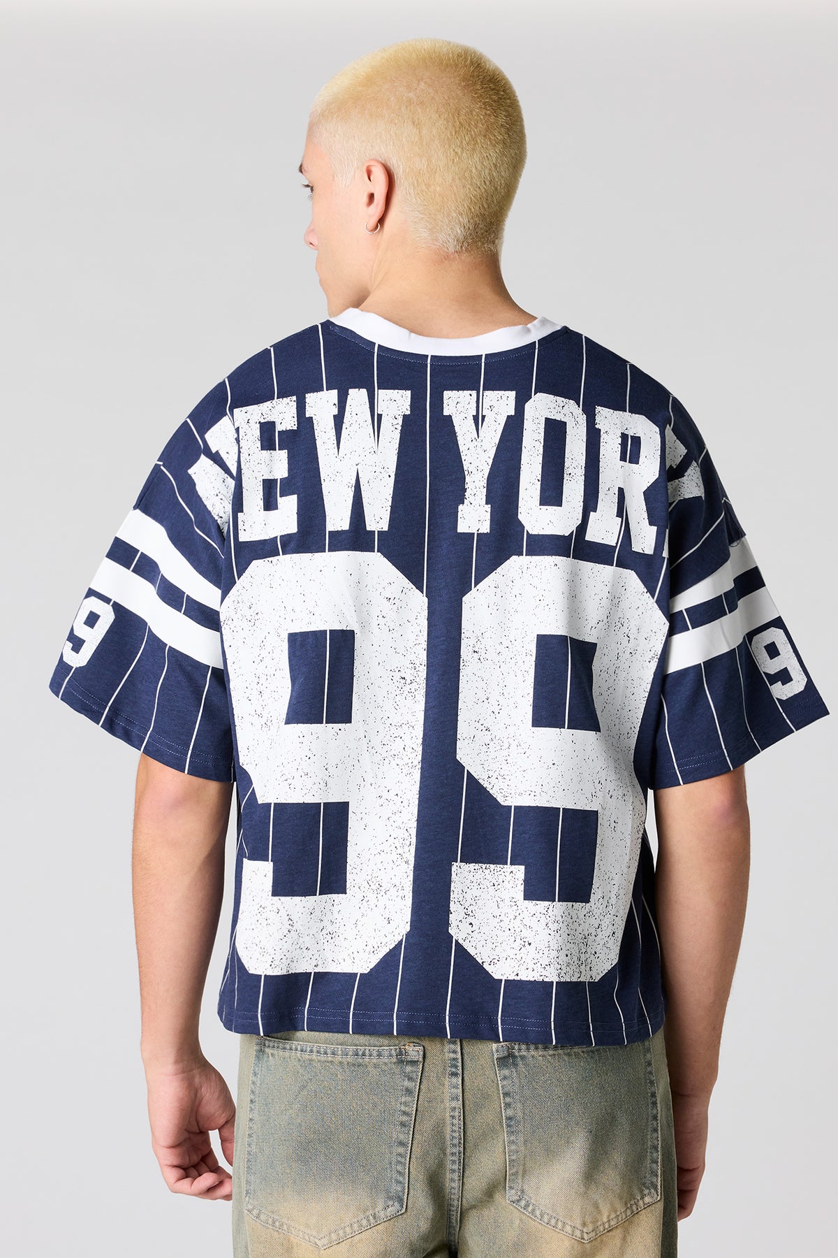 Premium Heavyweight Cotton Boxy Football T-Shirt - Navy