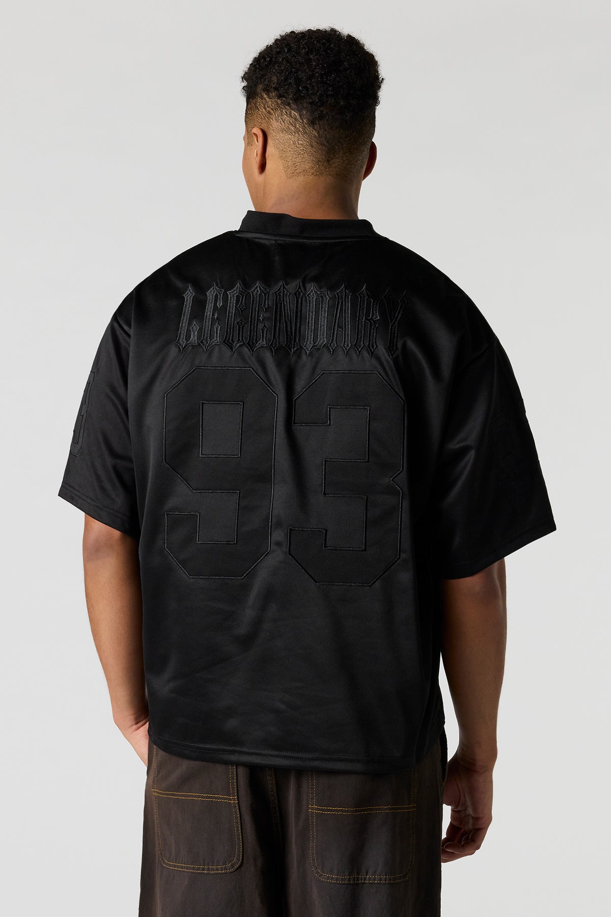 Alt View 2. Embroidered Football Jersey - Black