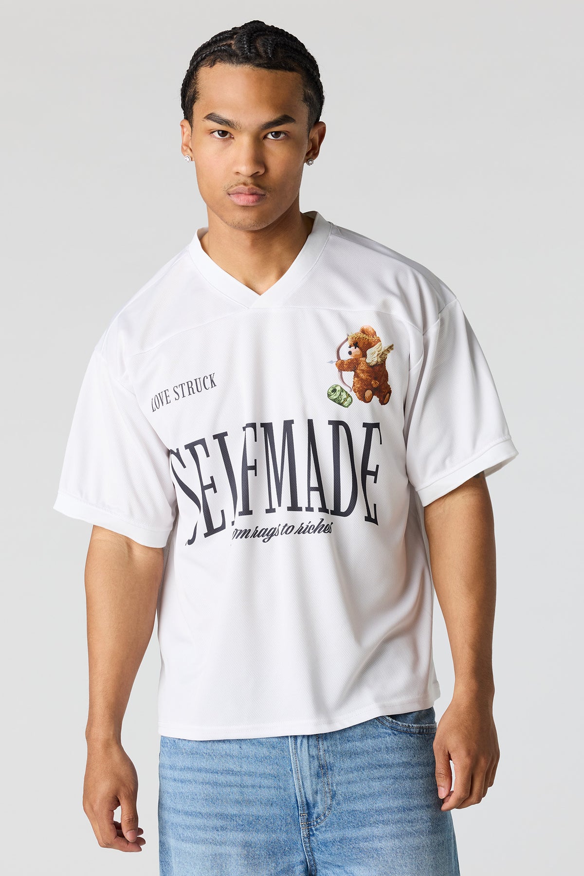Alt View 2. Graphic Mesh Jersey - White