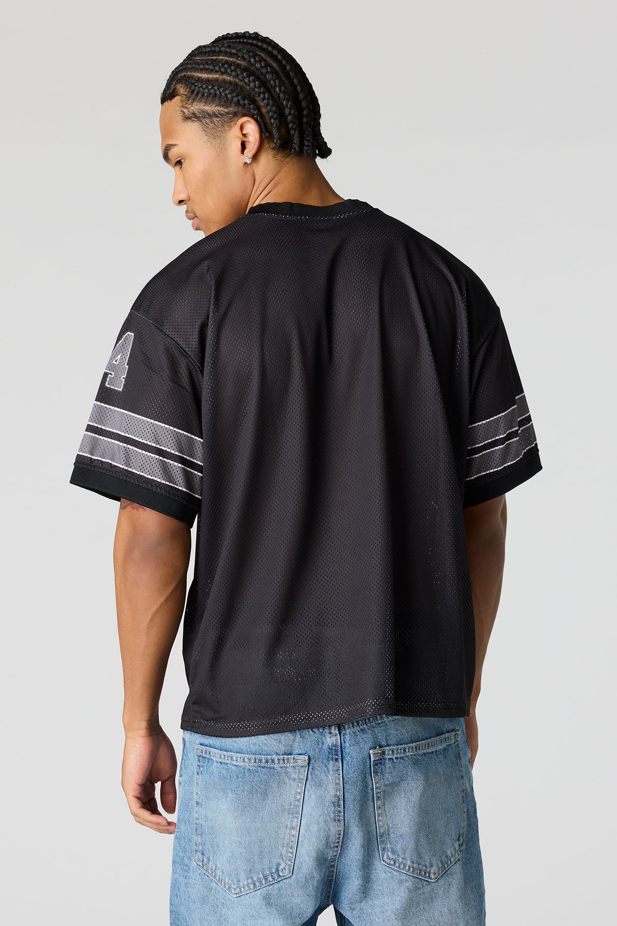 Alt View 2. Graphic Mesh Jersey - Black
