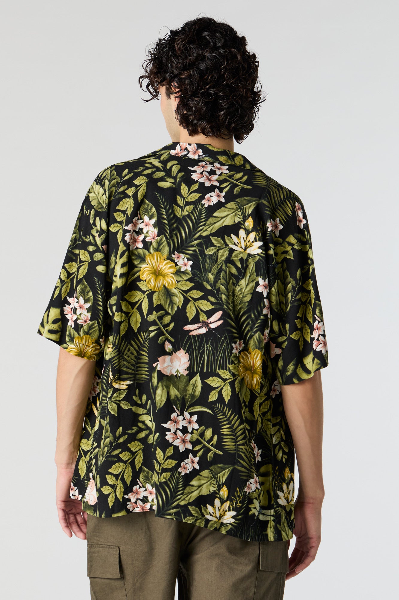 Tropical Print Button-Up Top