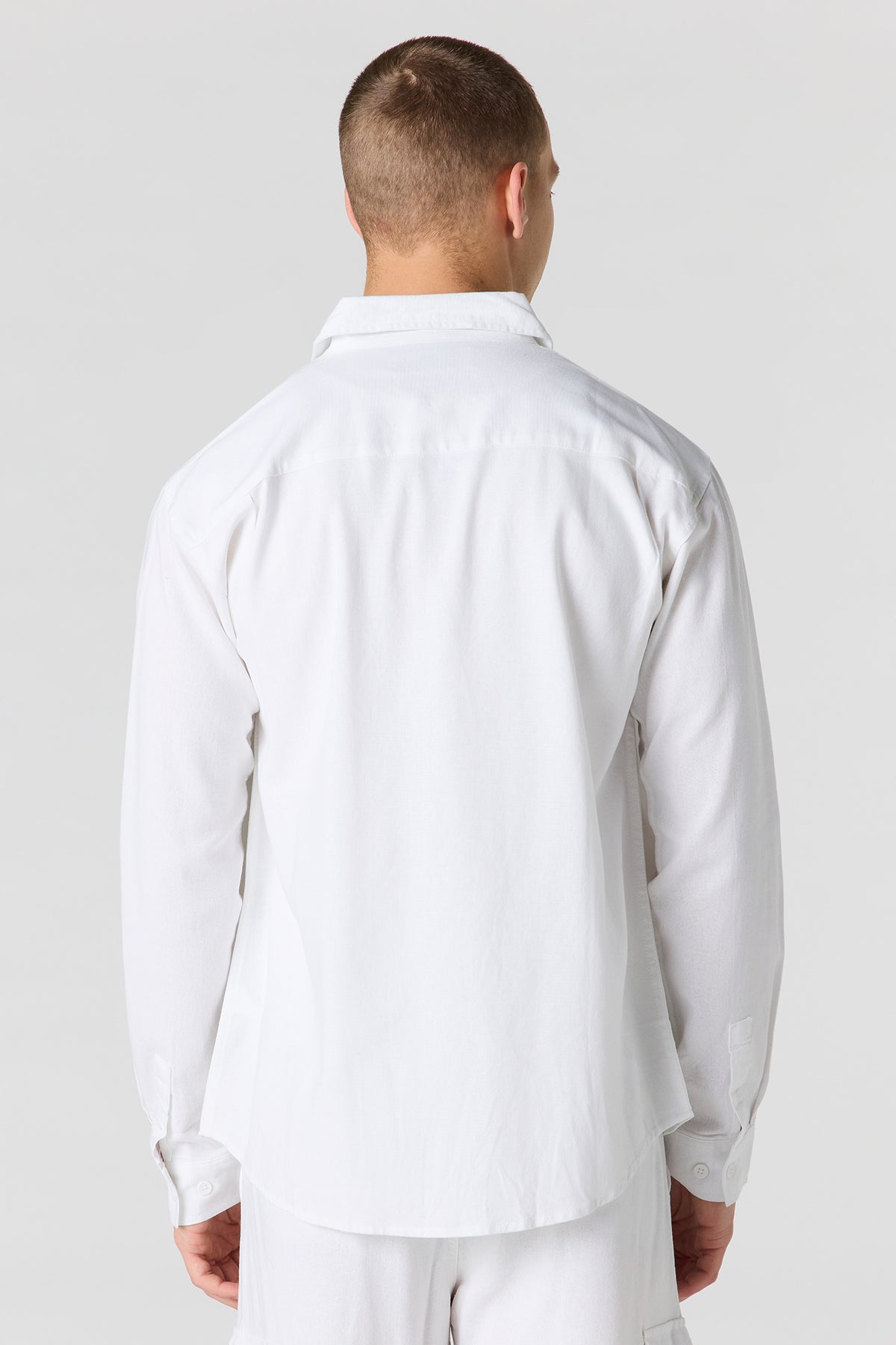 Alt View 6. Linen-Blend Long Sleeve Button-Up Top - Oatmeal