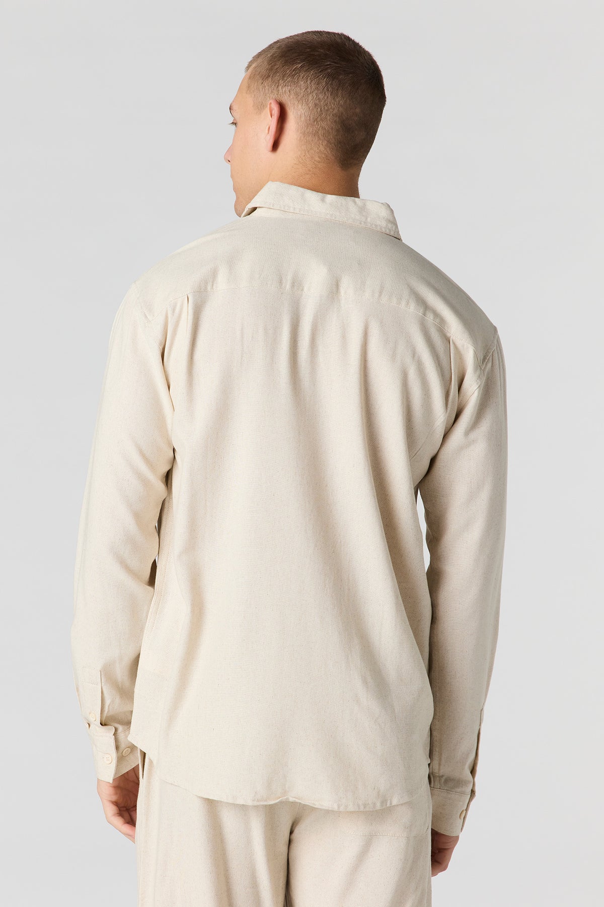Alt View 10. Linen-Blend Long Sleeve Button-Up Top - Oatmeal
