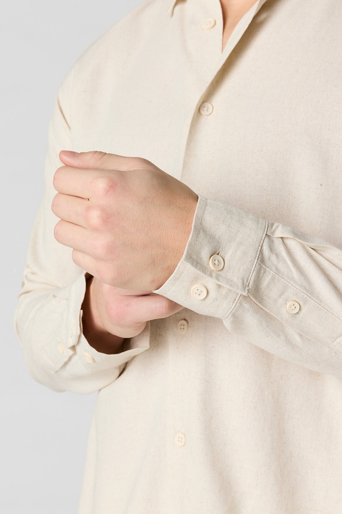 Alt View 12. Linen-Blend Long Sleeve Button-Up Top - Oatmeal