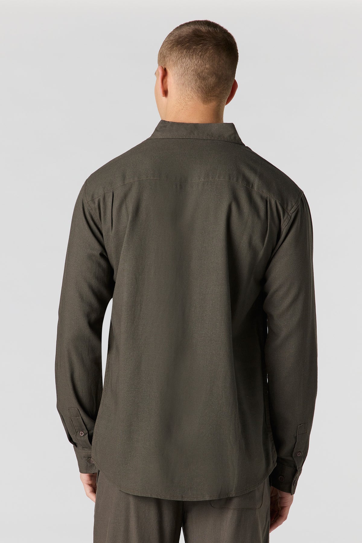 Alt View 14. Linen-Blend Long Sleeve Button-Up Top - Oatmeal