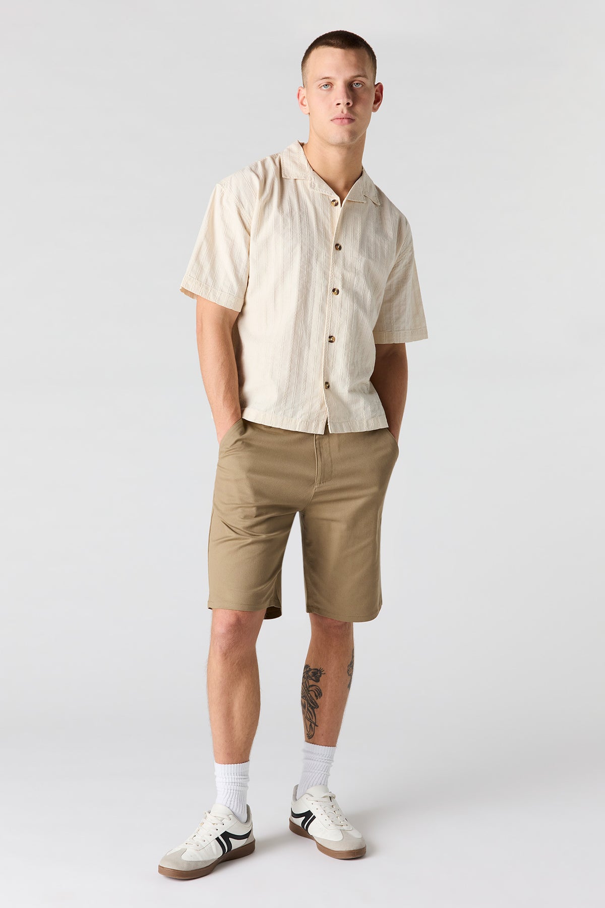 Alt View 3. Linen-Blend Textured Button-Up Top - Sand