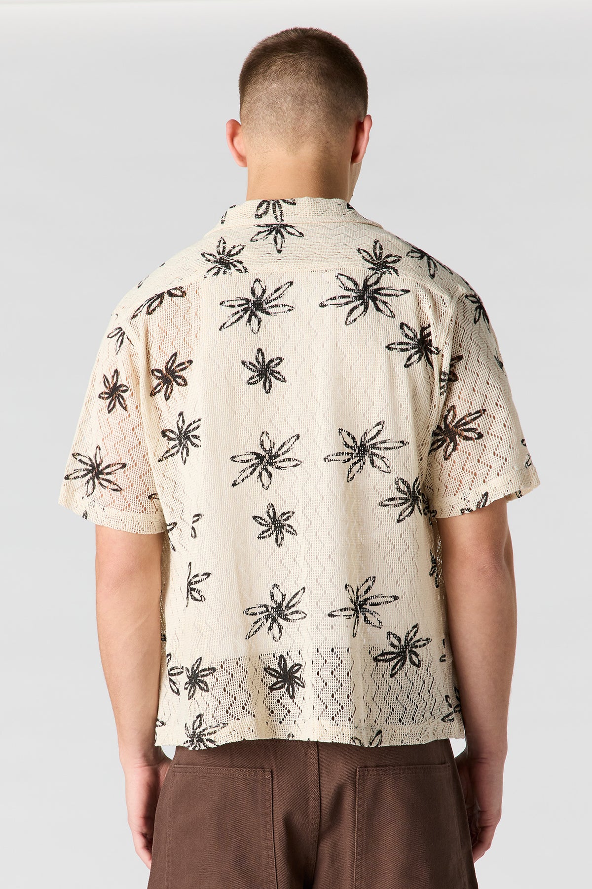 Alt View 2. Flower Crochet Button-Up Top - Off White