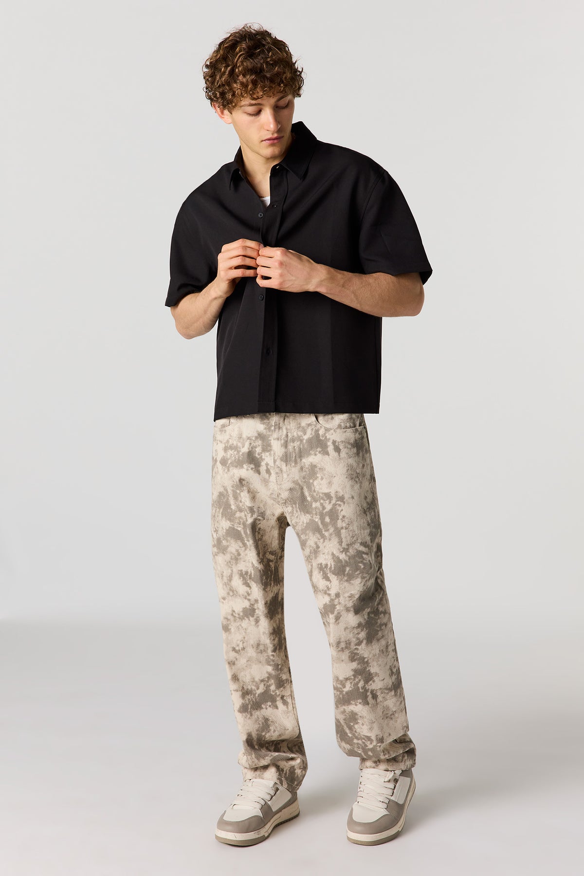 Alt View 3. Boxy Button-Up Collared Top - Black