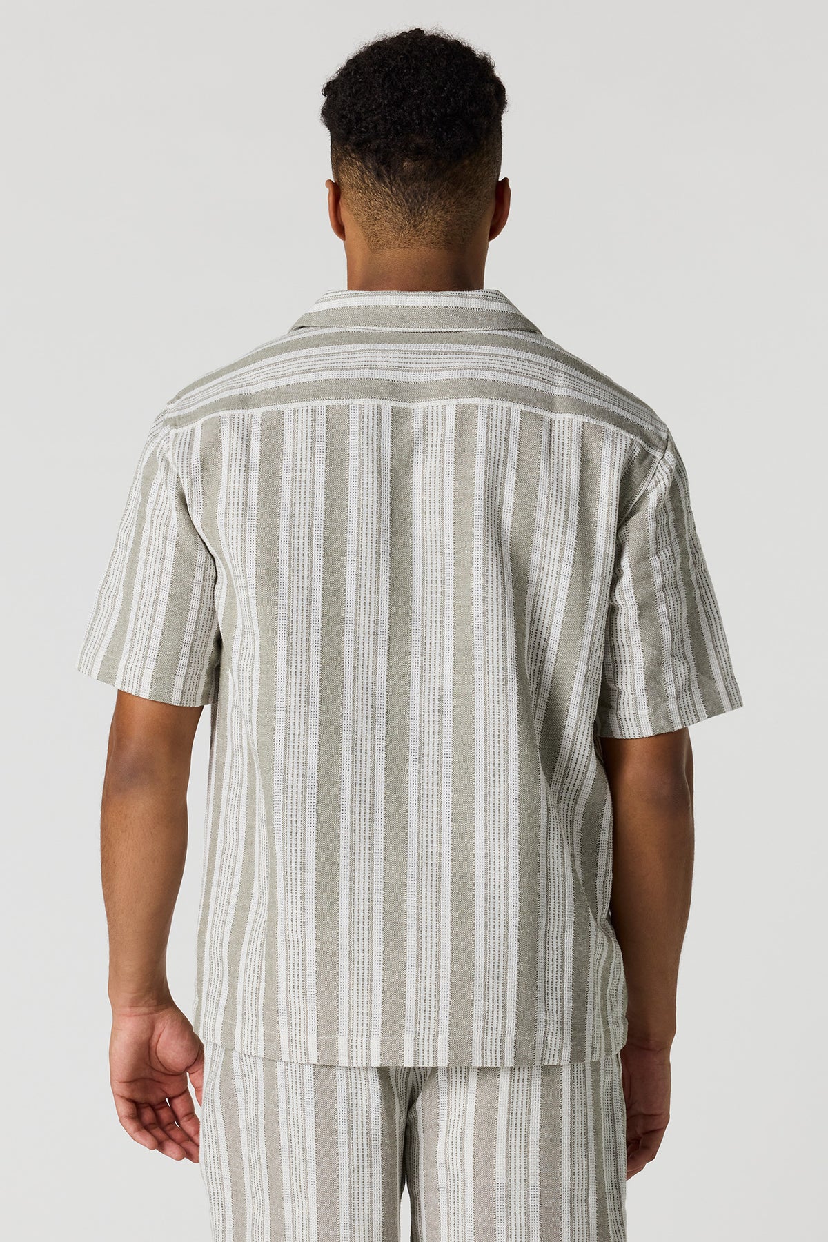 Alt View 2. Textured Striped Button-Up Top - Sage