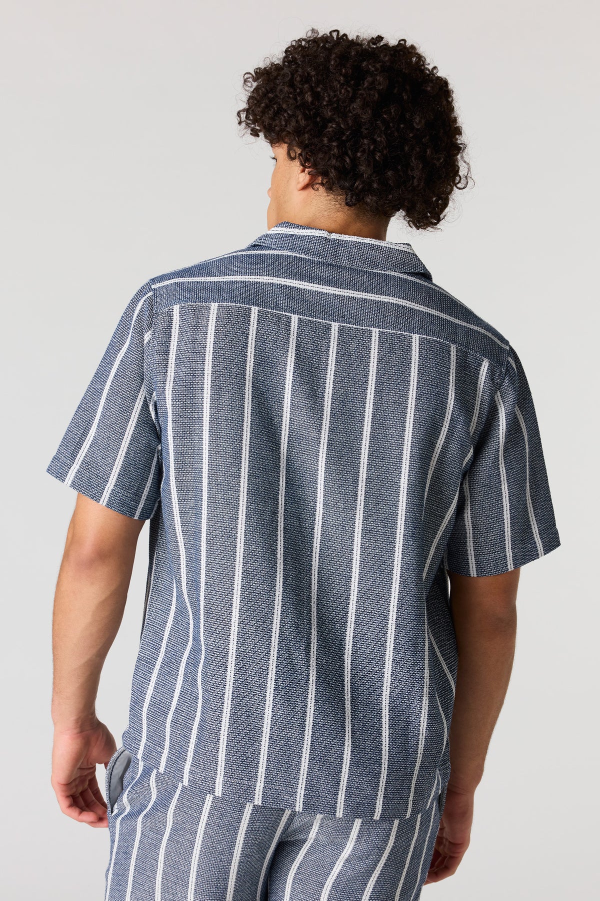 Alt View 2. Textured Striped Button-Up Top - Blue