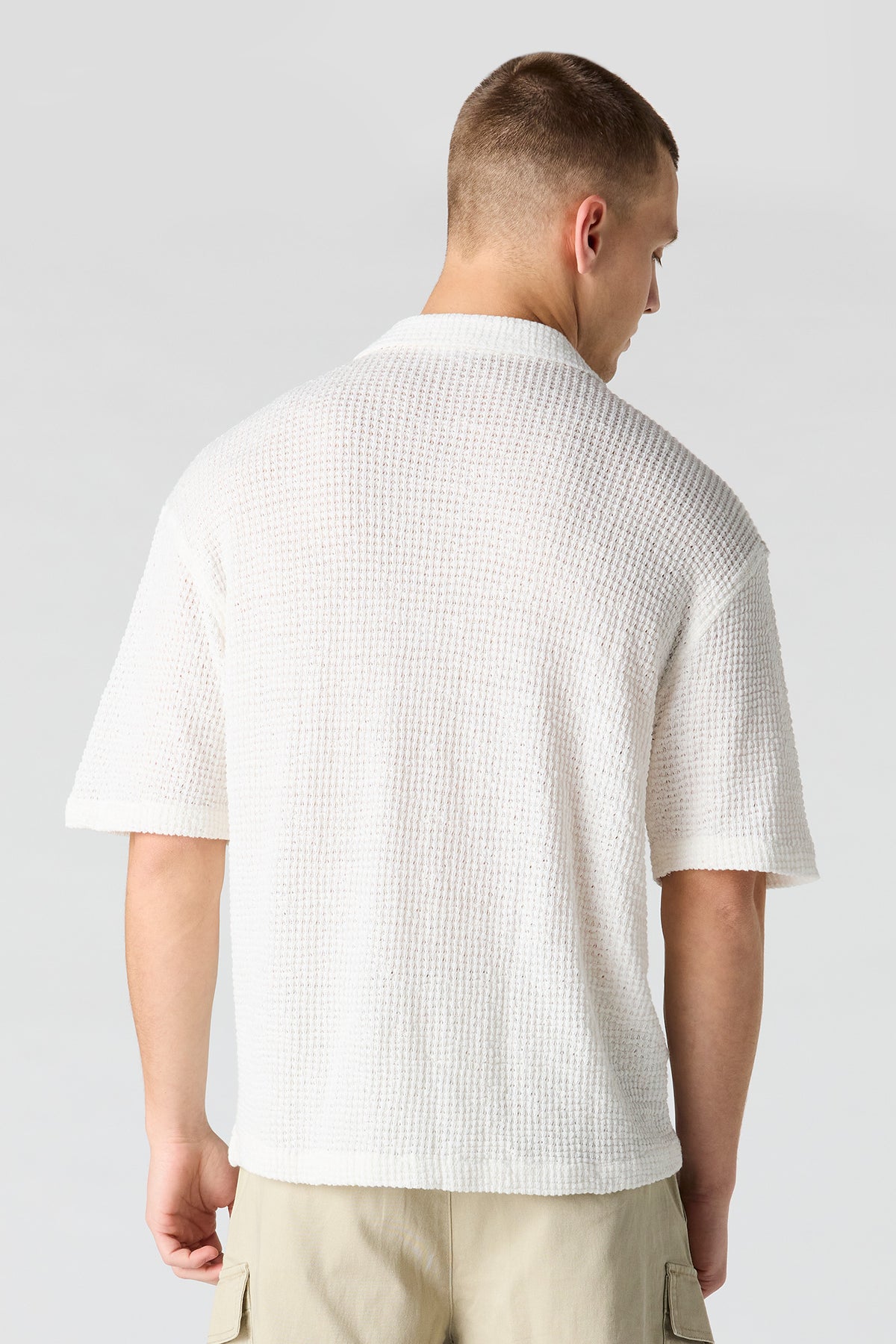 Alt View 2. Textured Button-Up Top - Off White