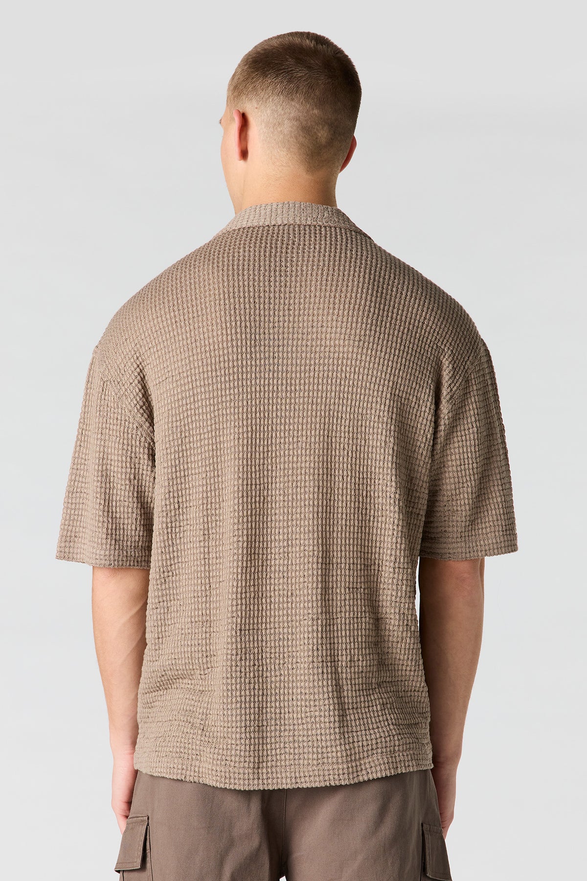 Alt View 2. Textured Button-Up Top - Brown