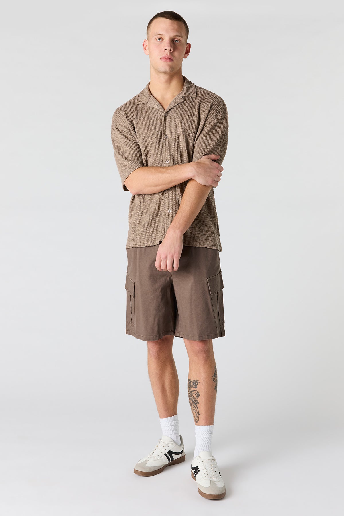 Alt View 3. Textured Button-Up Top - Brown
