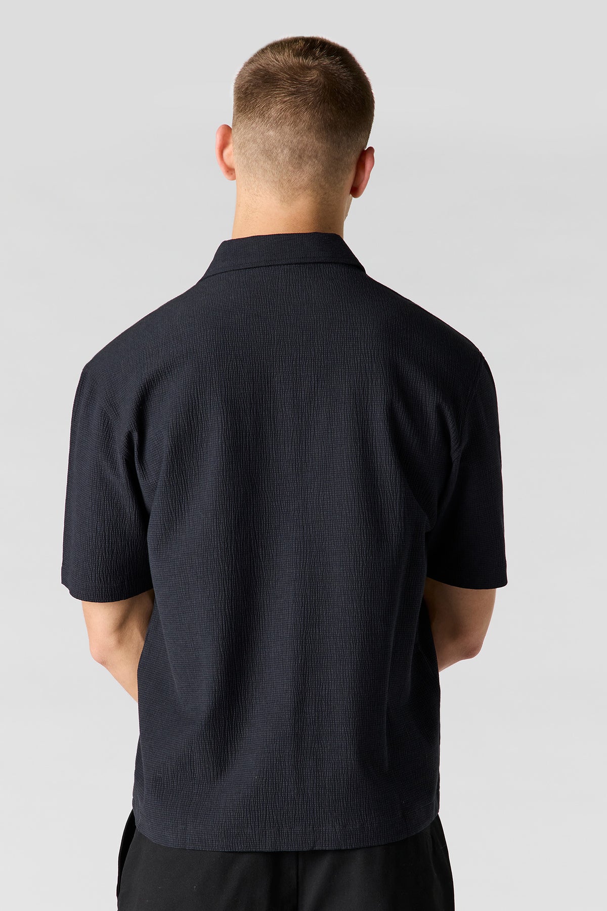 Alt View 2. Textured Button-Up Top - Black