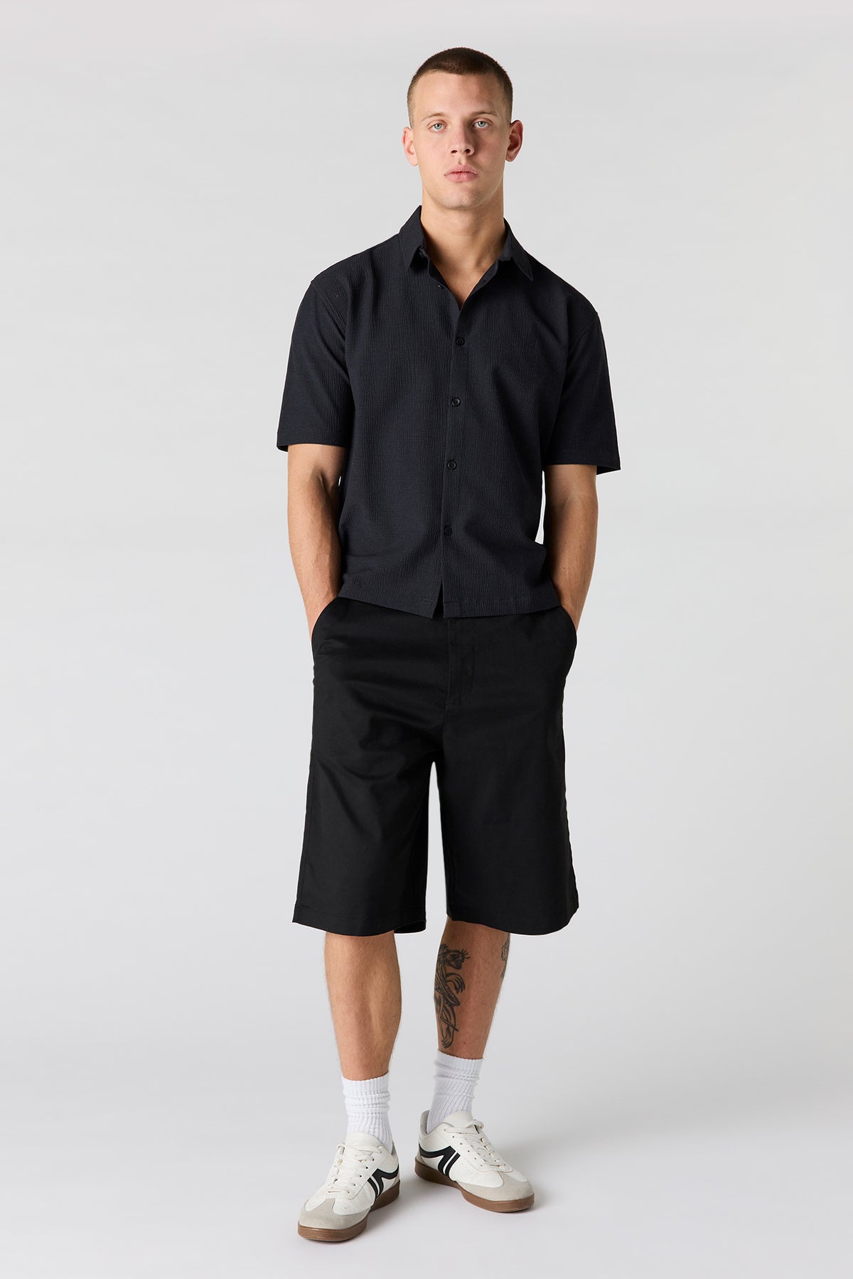 Alt View 3. Textured Button-Up Top - Black