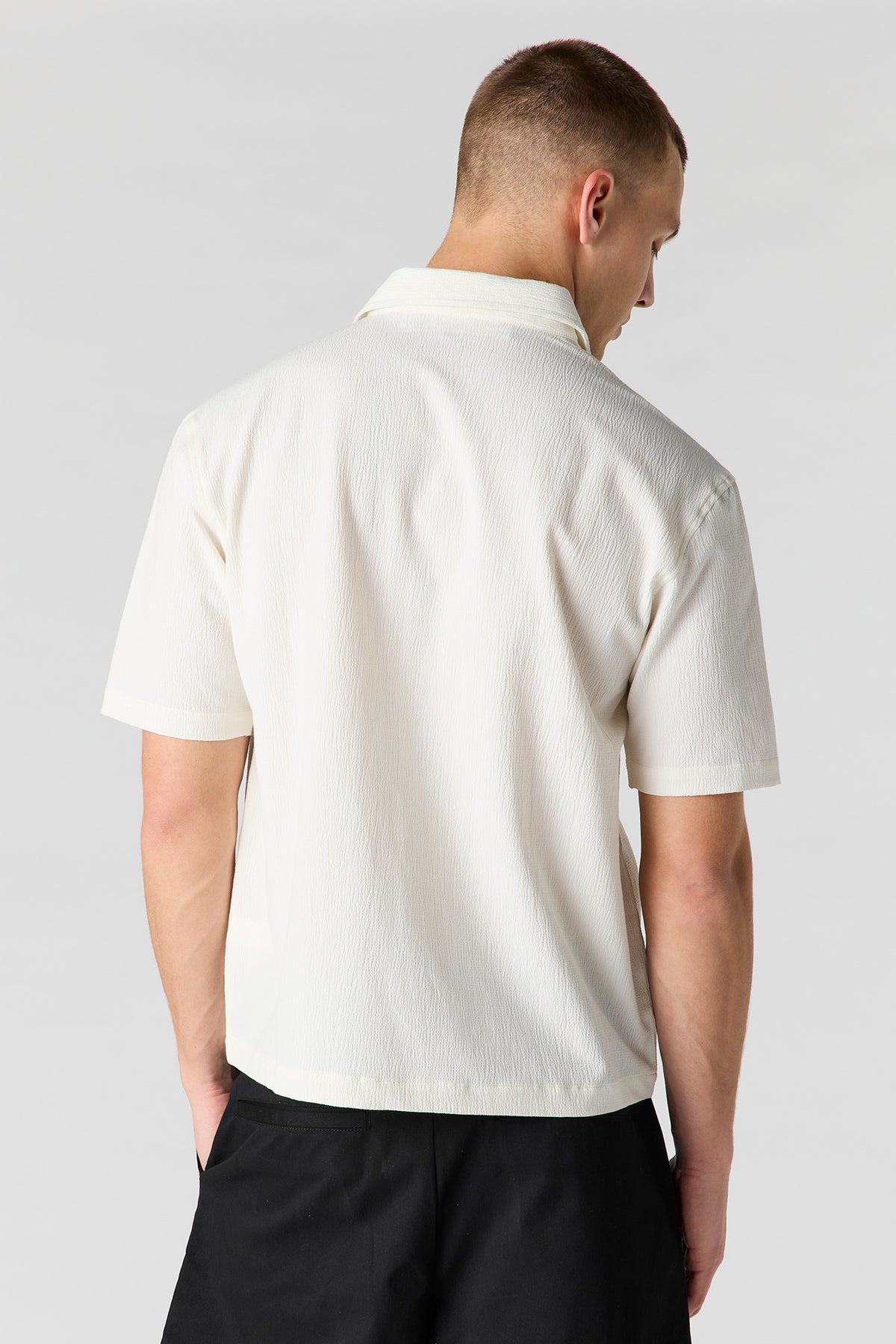 Alt View 2. Textured Button-Up Top - Off White