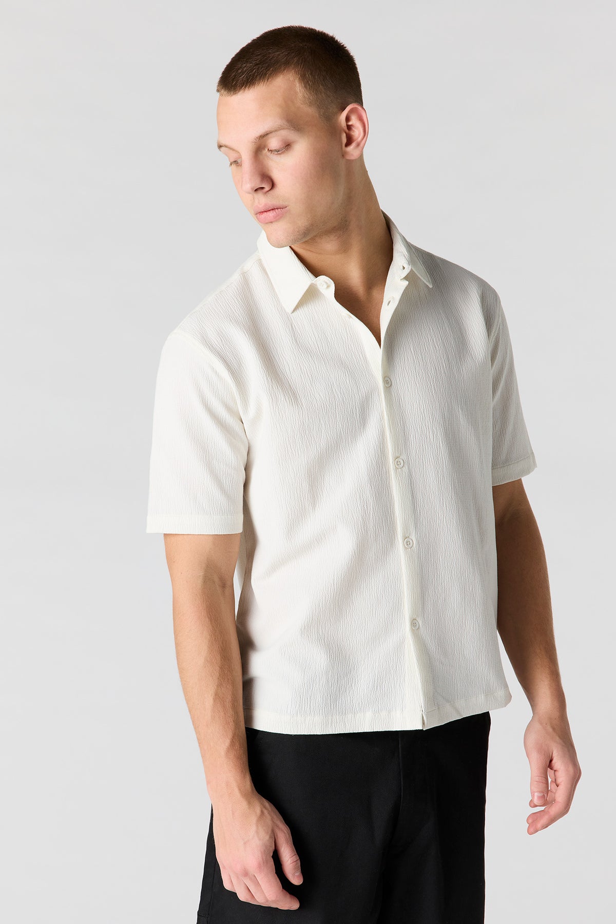 Textured Button-Up Top - Off White