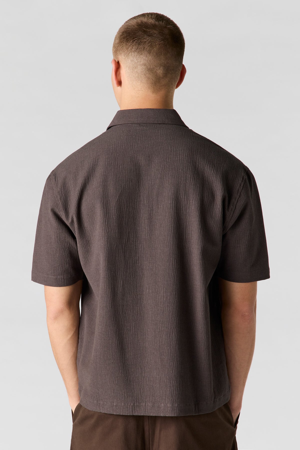 Alt View 2. Textured Button-Up Top - Brown