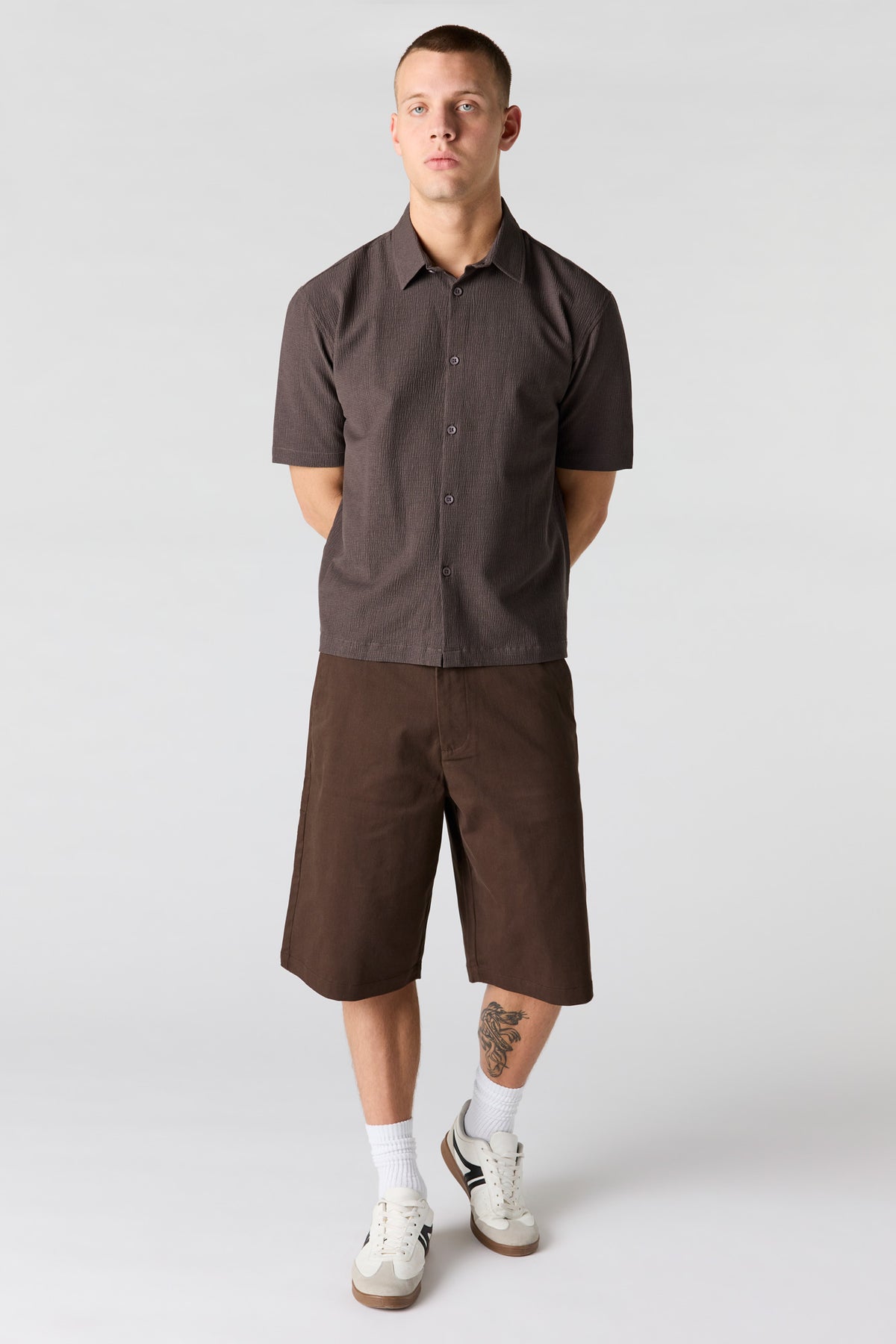 Alt View 3. Textured Button-Up Top - Brown