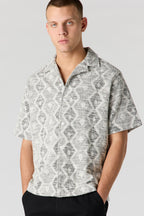 Geo Textured Button-Up Top