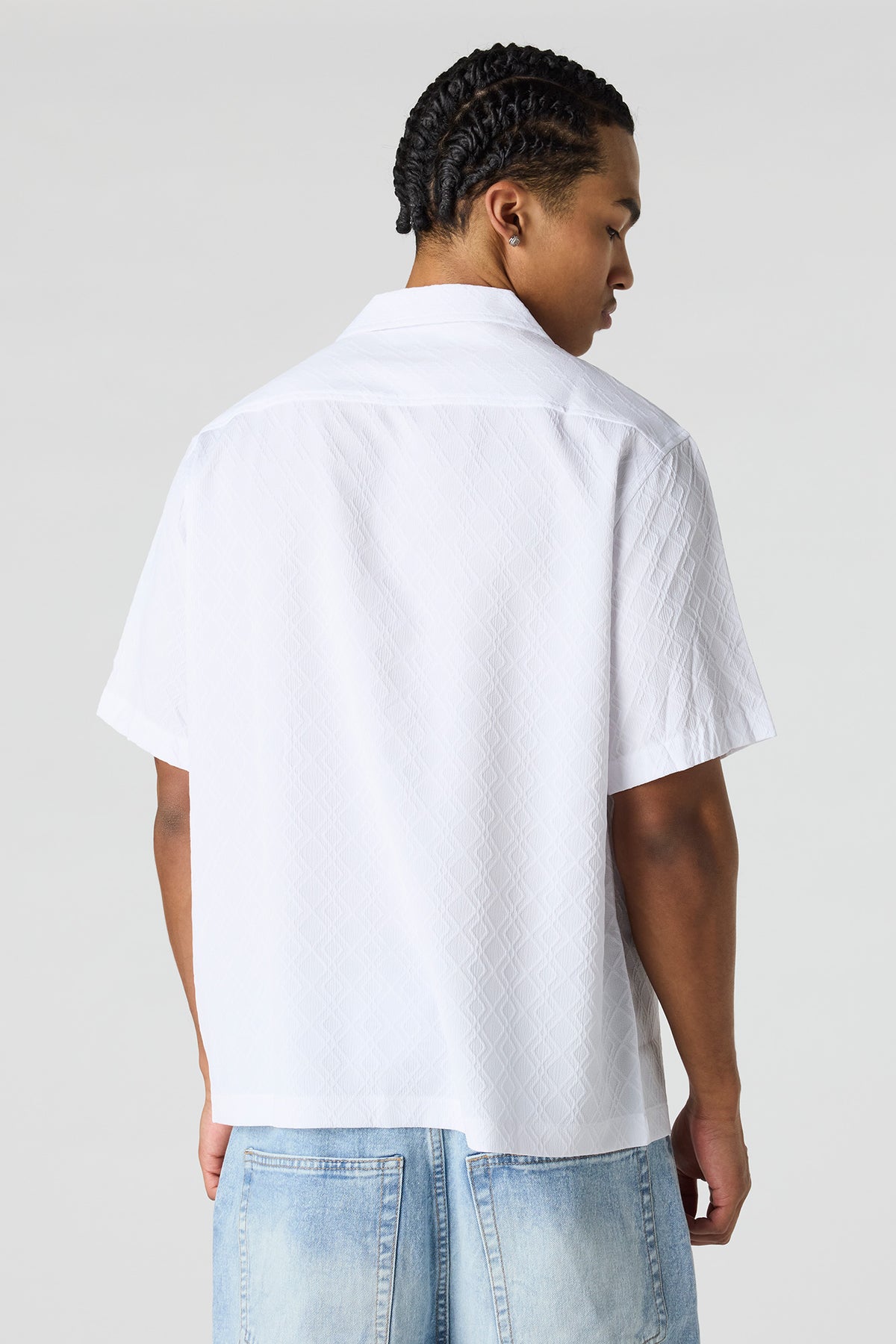 Alt View 2. Button-Up Collared Knit Top - White