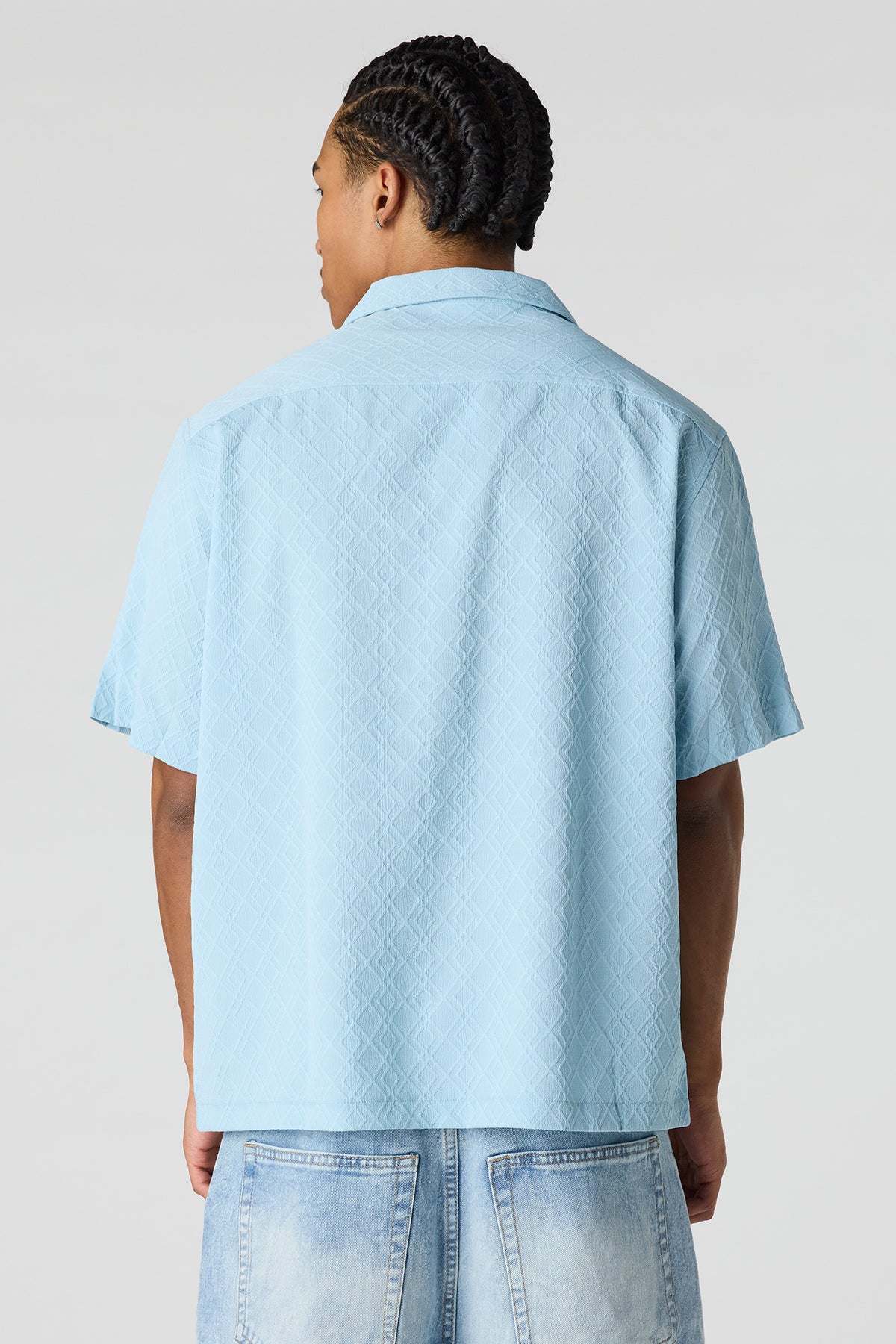 Alt View 2. Button-Up Collared Knit Top - Blue